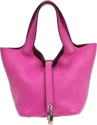 Herm&egrave;s Picotin Lock Clemence Pink Leather Handbag (Pre-Owned)