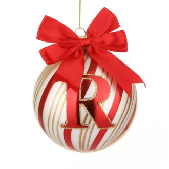 KASANOVA Pallina Natale con lettera R 10 cm Circus rosso