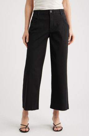 Wit & Wisdom Wyatt Skyrise Crop Wide Leg Twill Pants in Black at Nordstrom, Size 18P