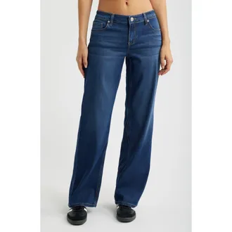 YMI Britney Low Rise Wide Leg Jeans in Dark Blue at Nordstrom, Size 11