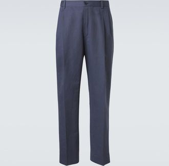 Brioni Pantalones rectos de lino y algod&oacute;n