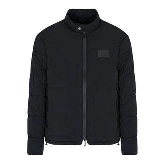 Emporio Armani Winter Jackets, male, Black, Size: 2XL Black Quilted Feather Puffer Coat