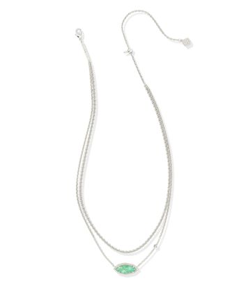 Kendra Scott Womens Ophelia Multistrand Necklace In Silver Mint Iridescent Abalone