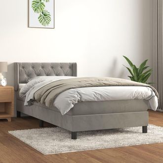 vidaXL Vidaxl - Cama Box Spring Con Colch&oacute;n Terciopelo Gris Claro 80x200 Cm