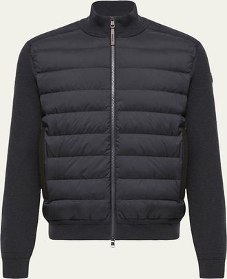 Moncler Mens Padded Crepe Cotton Full-Zip Cardigan