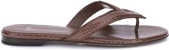 Fendi Ayers Leren Flip-Flop Sandalen - Dames - Slippers - Bruin - 38 EU - Leer - Schoenen