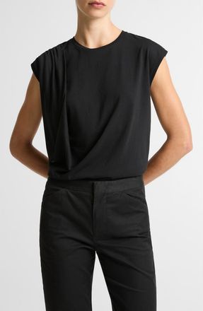 Vince Cap Sleeve Drape Top in Black at Nordstrom, Size Xx-Small