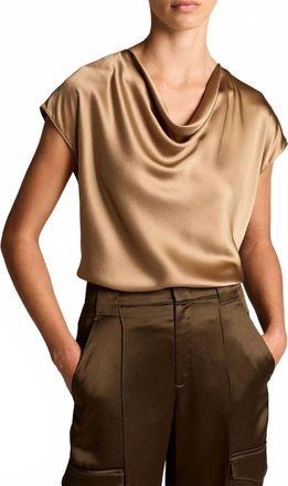 Vince Silk Cowl-Neck Blouse In Carmello
