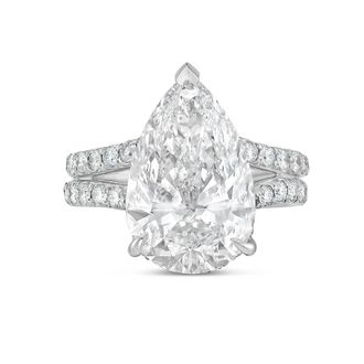 Diana M. Jewels Platinum 8ct lab grown pear diamond Micropav&eacute; Split Shank Ring
