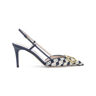 Valentino Garavani Blue Woven Logo Pumps