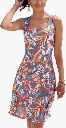 Lascana Womens Strappy Back Print Dress in Grey Printed at Nordstrom, Size 10