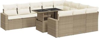 vidaXL Set De Sof&aacute;s De Jard&iacute;n 11pzas Con Cojines Rat&aacute;n Sint&eacute;tico Beige Vidaxl