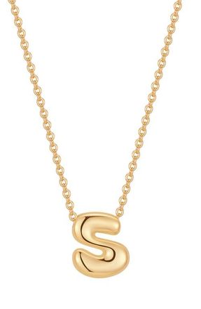 Brook & York Mini Pippa Bubble Initial Pendant Necklace in Gold S at Nordstrom