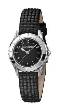 Roberto Cavalli Roberto Cavalli Womens Black Dial Black Leather Watch