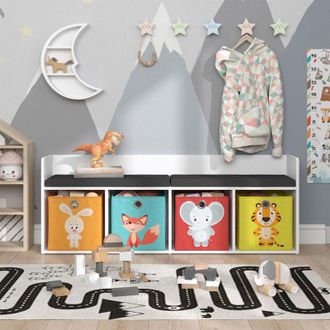 Vicco Estante Infantil Luigi, Blanco, 142.4 X 53.4 Cm Con 4 Cajas Plegables Opc.1 Vicco