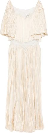 Rochas Jurk met kant en ruches - Beige