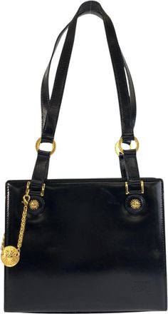 Versace Sunburst Black Enamel Shoulder Tote