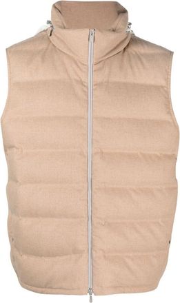 Brunello Cucinelli zip-up padded gilet - men - Wool/Polyamide - S - Neutrals