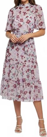 Maggy London Chiffon Floral Maxi Dress In Sand Berry
