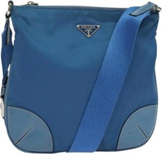 Prada Pre-owned Nylon prada-bags - Dames - Vintage Schoudertas - Blauw - ONE Size - Nylon - Vintage