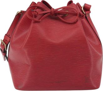 Louis Vuitton Petit Noe Monogram Canvas Red Leather Handbag (Pre-Owned)