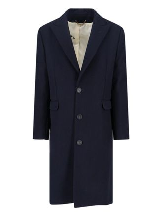 Golden Goose Navy Wool Blend Coat With Star Logo