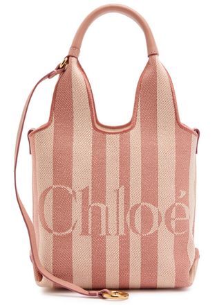 Chlo&eacute; Stripy Logo-jacquard Canvas Tote bag - Pink And White - One Size