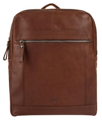 Sansibar Laptoprucksack SANSIBAR, Gr. B/H/T: 28cm x 34cm x 10cm, onesize, braun (cognac), Leder, Rindsleder, Rucks&auml;cke Laptoprucksack, echt Leder