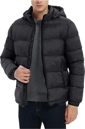 Generic Mens Outdoor Windproof Jacket Warm Puffer Jacket Cotton Padded Long Thicken Winter Mens Waterproof Coat Man Navy Blue Trench Coat Men Fashionable vers