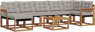 vidaXL Conjunto De Sof&aacute;s De Exterior 8 Uds. Natural Y Gris Claro Vidaxl