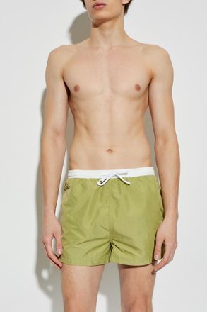 Ami Swim Shorts With Applique, Mens, Green