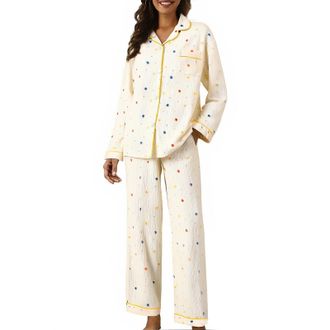 Generic Pyjamas for Women 2 Piece Outfits Womens Fashion Lounge Nightwear Cotton-Like Ladies Pyjamas Sleep & Lounge Women Skin-Friendly Casual Classic Leisure