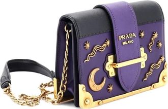 Prada Cahier Embellished Leather Small crossbody bag - Nero