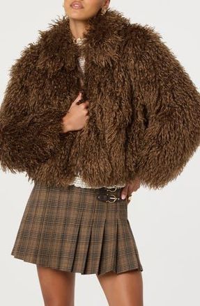 ASTR the Label Kamrath Faux Fur Jacket in Brown at Nordstrom Rack, Size X-Small
