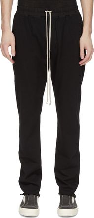 Rick Owens Relaxed Fit Black Trousers with Contrasting Drawstring and Gathered Hem