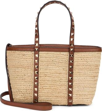 Valentino Garavani Tote Bags, female, Beige, Size: ONE SIZE Rockstud Mini Tote