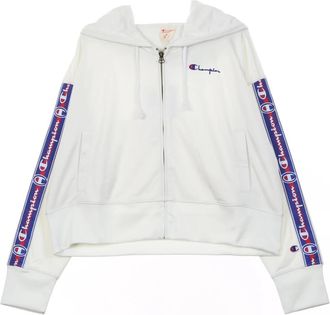 Champion Korte Hoodie - Dames - Vesten met rits - Wit - L - Katoen - Hoodies & sweatvesten