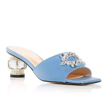 Nalebe Womens Aurum Embellished Slide Sandals In Satin Blue