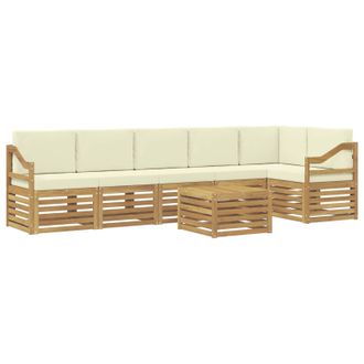 vidaXL Conjunto De Sof&aacute; Seccional Con Coj&iacute;n 7 Pcs Blanco Y Crema Vidaxl