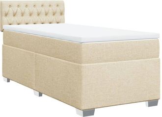 vidaXL Box Spring Bed with Mattress Cream 90x200 cm Fabric vidaXL