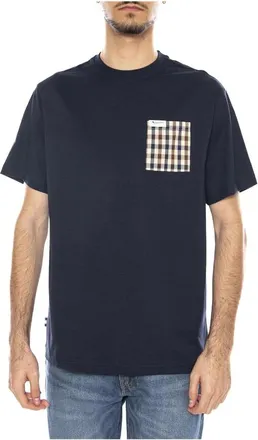 Aquascutum T-Shirts, male, Blue, Size: 2XL Active Solid Pocket T-Shirt