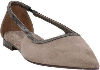 Brunello Cucinelli Womens Gray Leather Ballet Flats