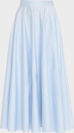 Oscar De La Renta Cotton Poplin Sateen Midi Circle Skirt