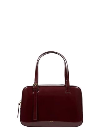 A.P.C. Burgundy Virginie Box Leather Shoulder Bag