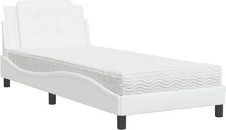 vidaXL Cama Con Colch&oacute;n Cuero Sint&eacute;tico Blanco 90x200 Cm Vidaxl