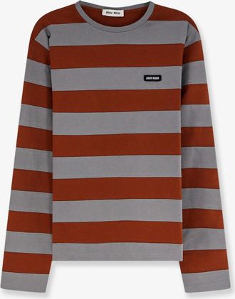 Miu Miu T-shirt in cotone con motivo a righe - MIU MIU - gender_Woman