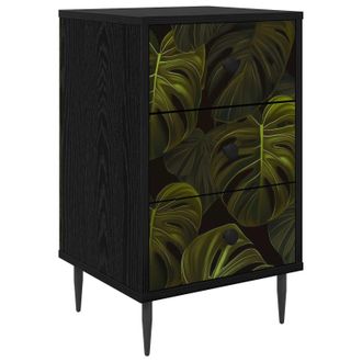 vidaXL Mesa De Noche Elburg Roble Negro 36 X 33 X 61 Cm Vidaxl