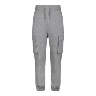 Balmain Grey Cargo Joggers with Logo Print