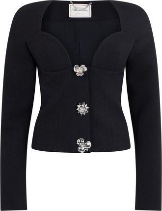 Blumarine Black Wide Neckline Knitted Cropped Top