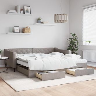 vidaXL Vidaxl - Sof&aacute; Cama Nido Con Cajones Tela Gris Taupe 100x200 Cm